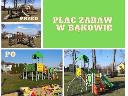 Plac zabaw w Bąkowie przed i po