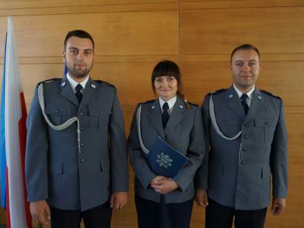 Wyróżnieni policjanci ze Strumieńskiego Komisariatu fot. Rafał Domagała KPP Cieszyn