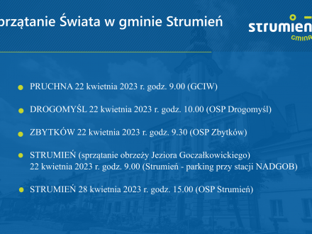 Wykaz akcji sprzątania świata w gminie Strumień