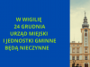 W Wigilię 24 grudnia Urząd Miejski i jednostki gminne będą nieczynne