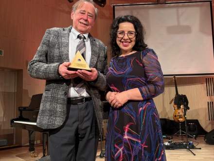 Andrzej Ochodek laureat w kategorii Dziennikarz Ziem Górskich i Anna Grygierek Burmistrz Strumienia