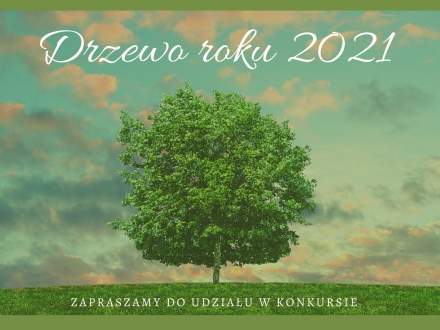Grafika informacyjna: Drzewo roku 2021 zapraszamy do udziału w konkursie