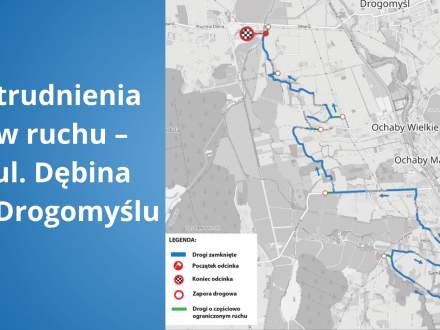 Grafika-Utrudnienia w ruchu – ul. Dębina w Drogomyślu