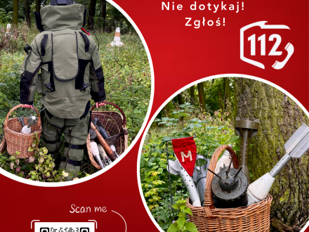 Plakat "Zbieraj Grzyby! Niewybuchy zostaw nam!"