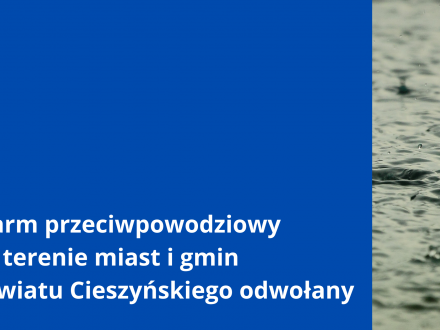 Alarm przeciwpowodziowy na terenie miast i gmin Powiatu Cieszyńskiego odwołany