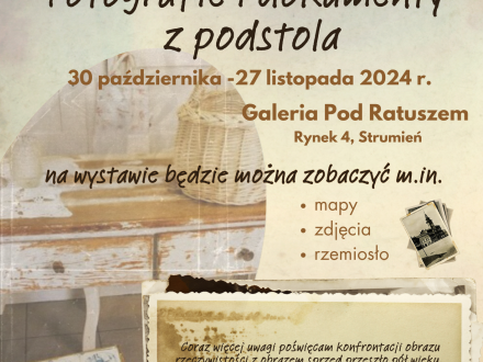 Plakat "Fotografie i dokumenty z podstola"