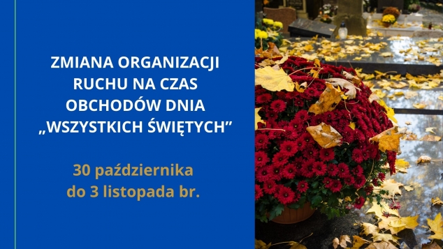 W okresie od 30 października do 3 listopada br. zmianie ulegnie organizacja ruchu przy ul. 1 Maja w Strumieniu w rejonie cmentarza