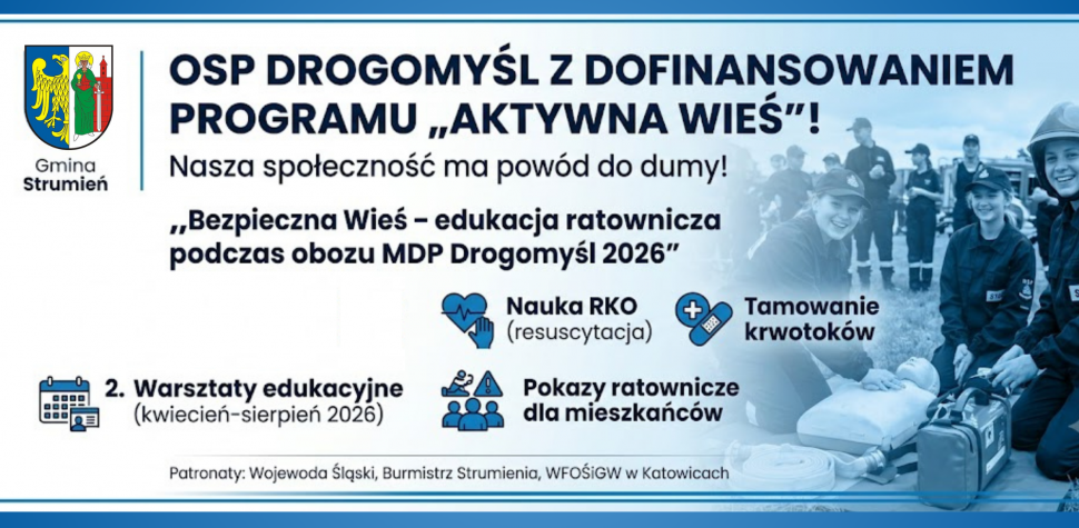 OSP Drogomyśl na straży życia i edukacji! Wielki sukces w programie „Aktywna Wieś”