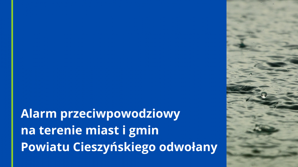 Alarm przeciwpowodziowy na terenie miast i gmin Powiatu Cieszyńskiego odwołany